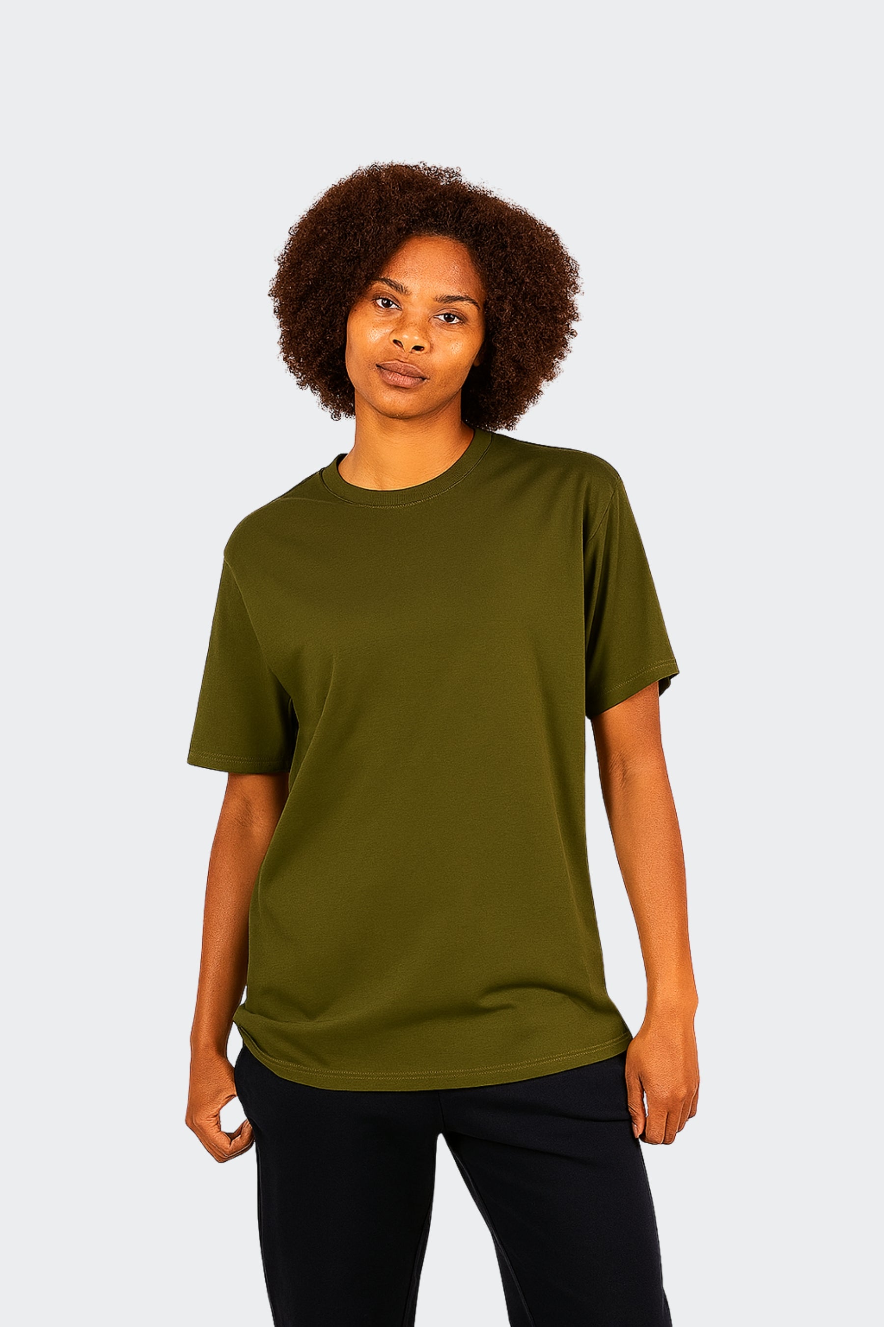 Camiseta de algodón orgánico mujer - Verde oliva