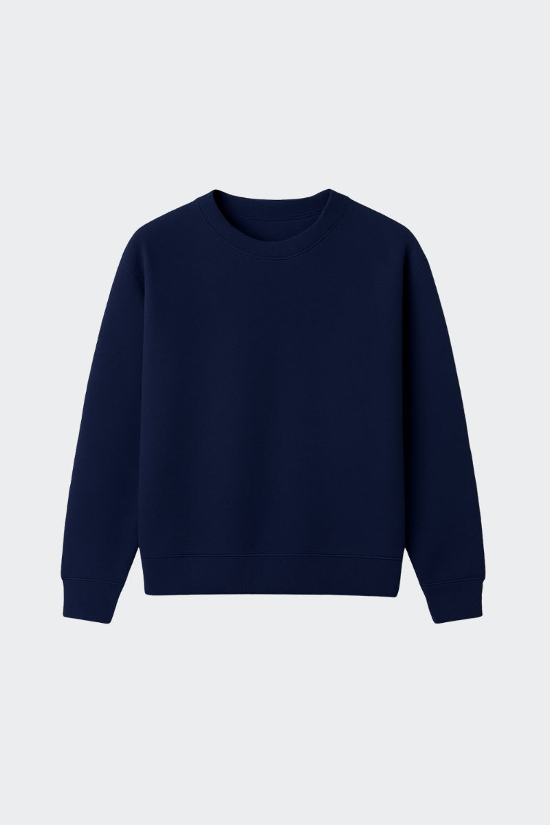 Sudadera mujer de algodón orgánico sin capucha - Azul marino