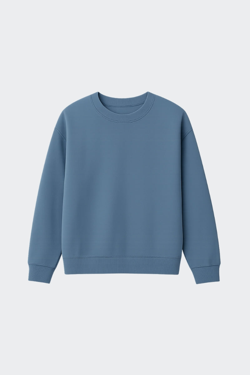 Sudadera mujer de algodón orgánico sin capucha - Azul acero