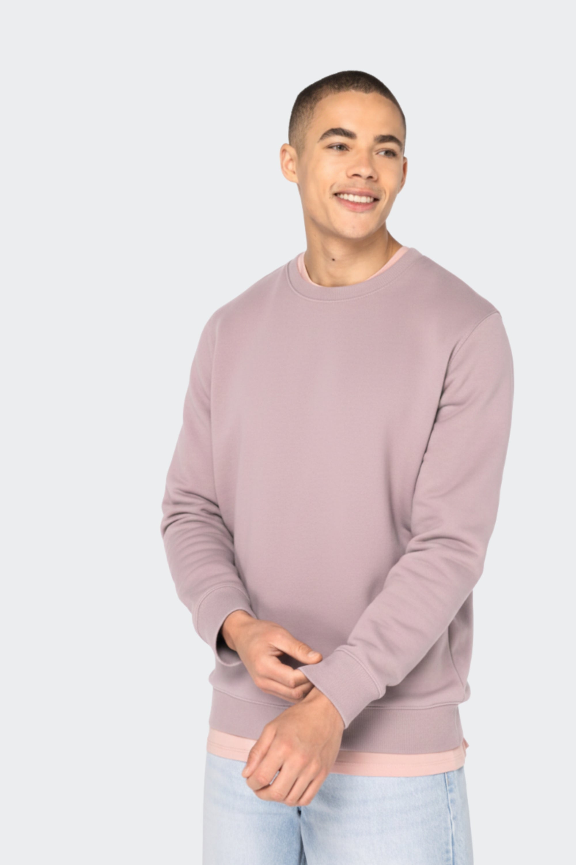 Sudadera de algodón orgánico sin capucha - Rosa palo