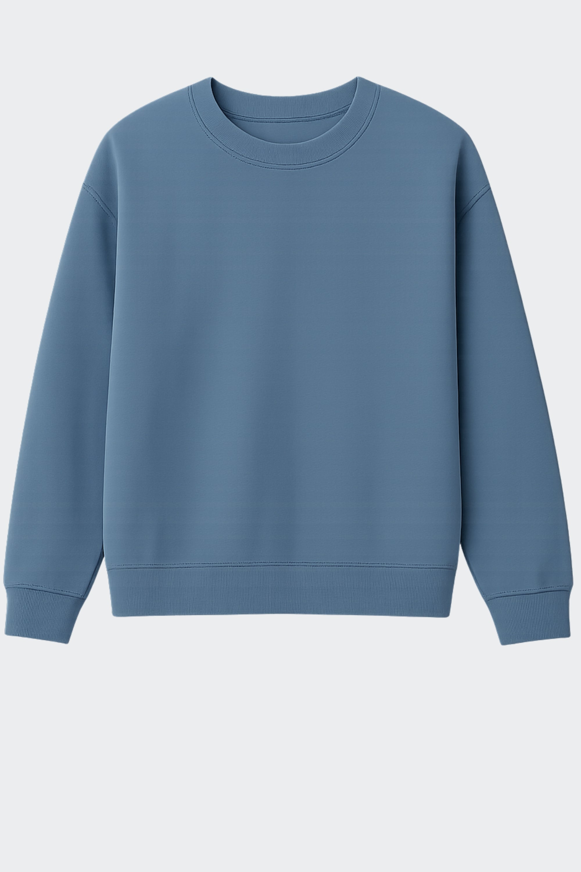 Sudadera de algodón orgánico sin capucha - Azul acero