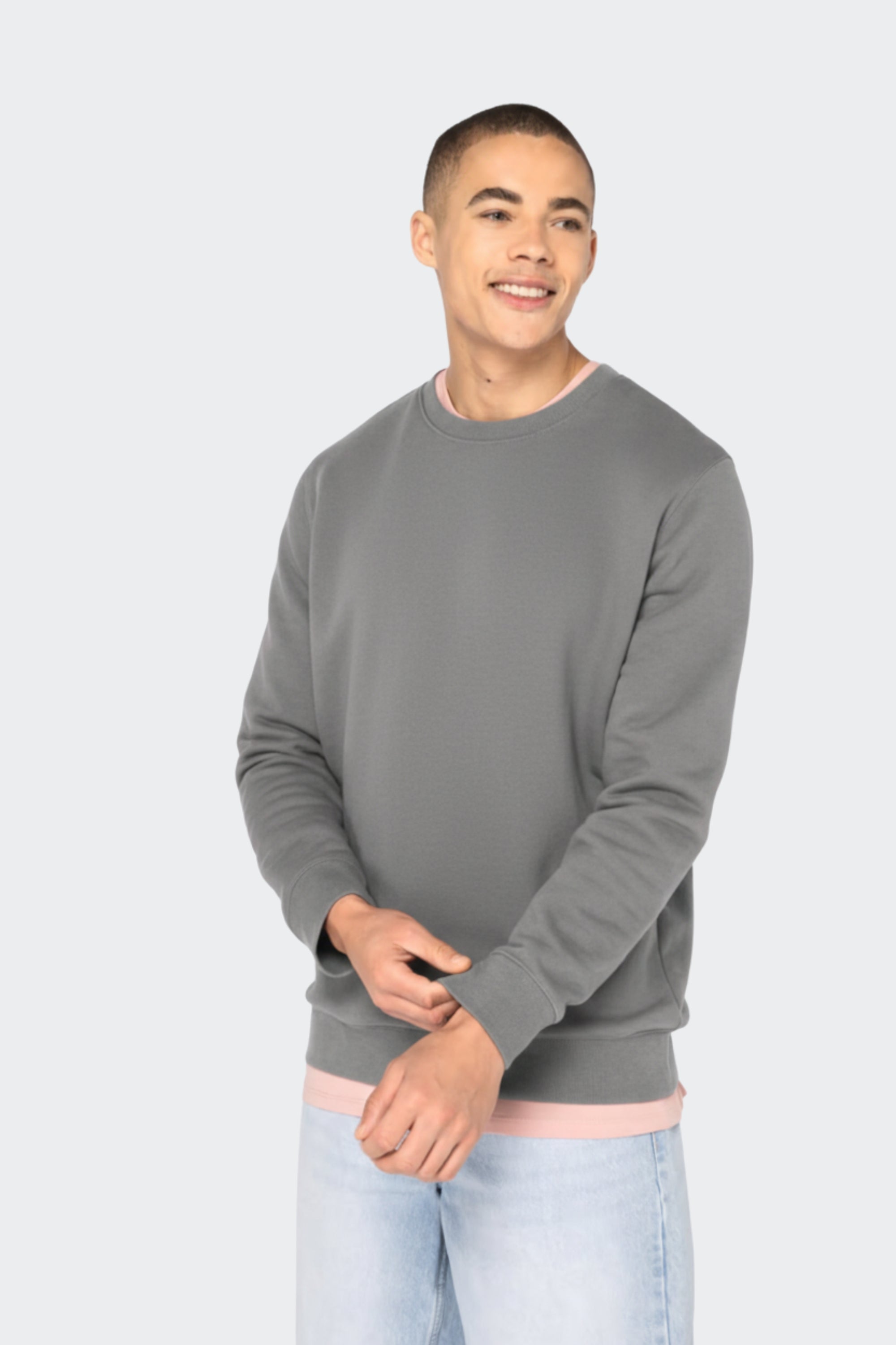 Sudadera de algodón orgánico sin capucha - Gris