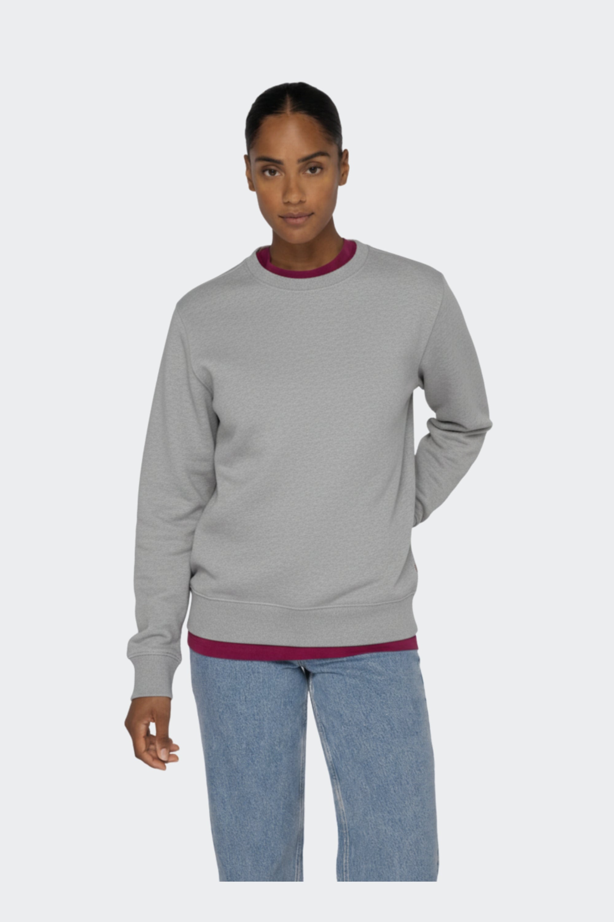 Sudadera mujer de algodón orgánico sin capucha - Gris