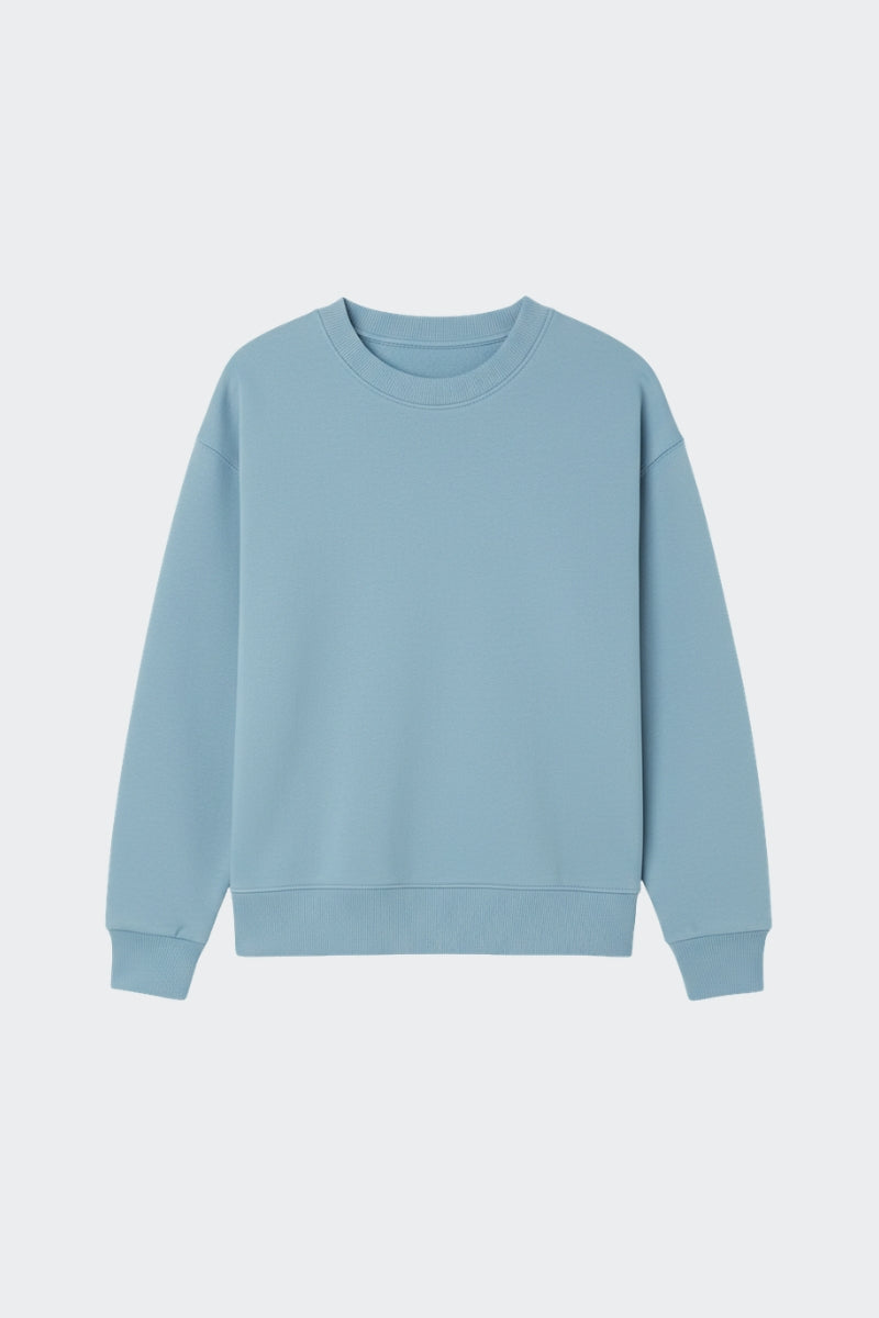 Sudadera mujer de algodón orgánico sin capucha - Celeste