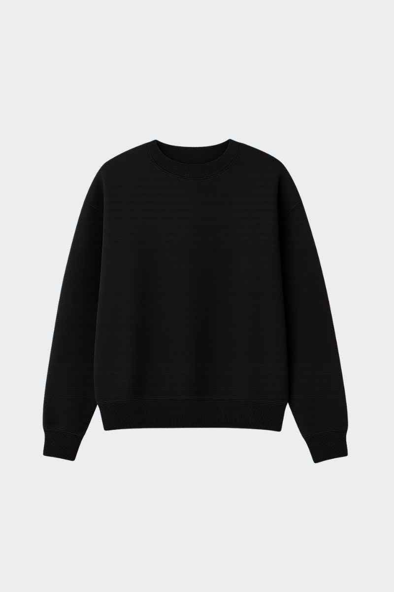 Sudadera de algodón orgánico sin capucha - Negro