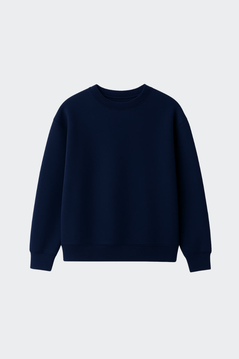 Sudadera de algodón orgánico sin capucha - Azul marino