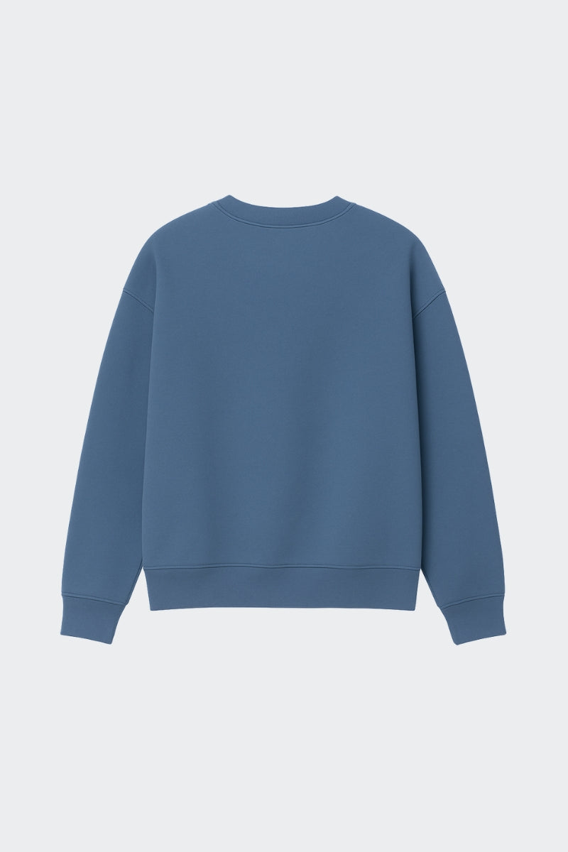 Sudadera de algodón orgánico sin capucha - Azul acero