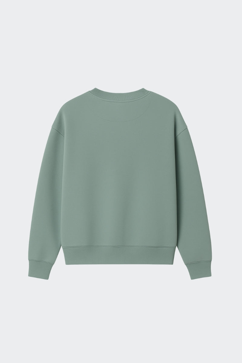 Sudadera de algodón orgánico sin capucha - Verde oliva