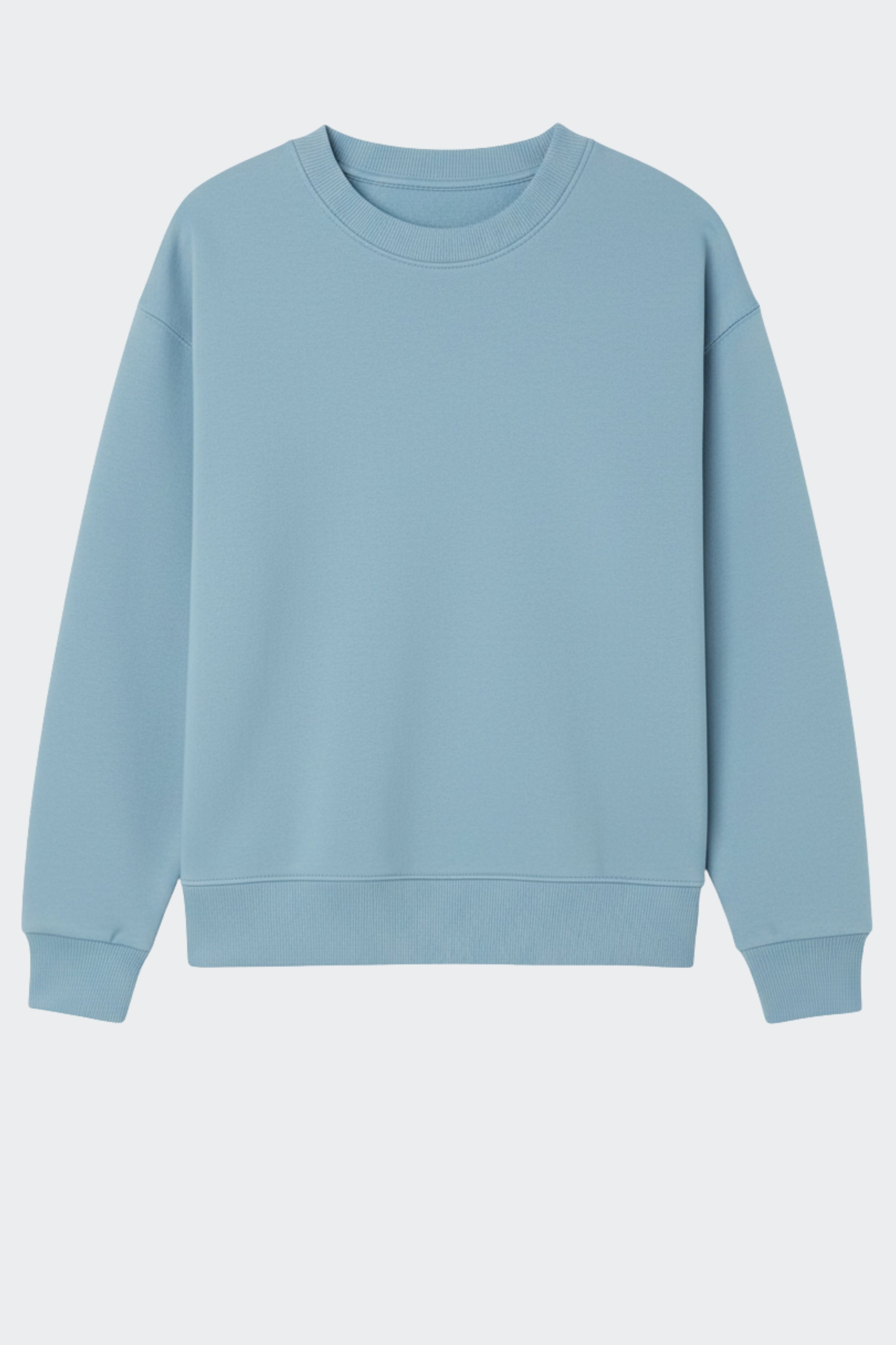 Sudadera de algodón orgánico sin capucha - Celeste