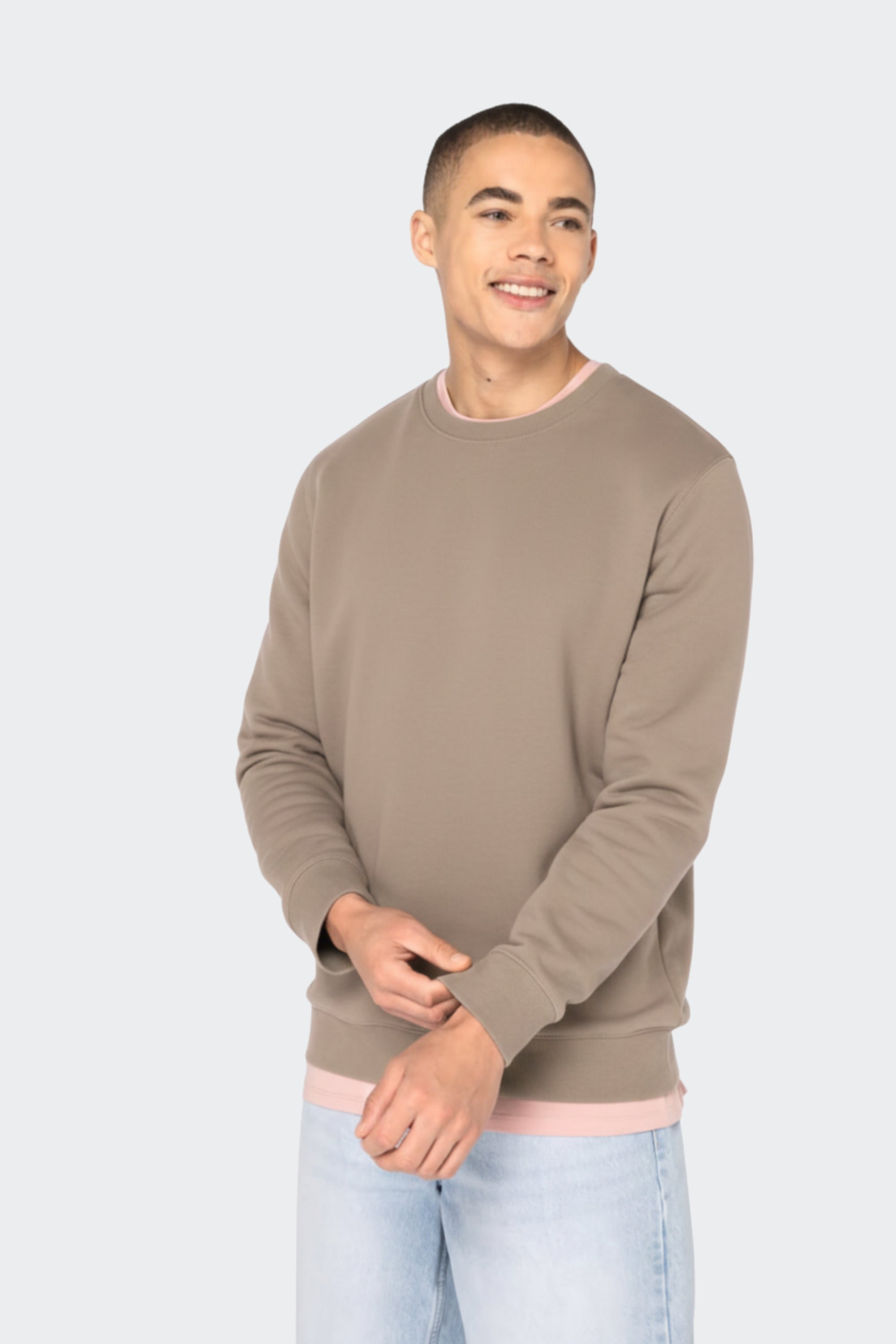 Sudadera de algodón orgánico sin capucha - Arena