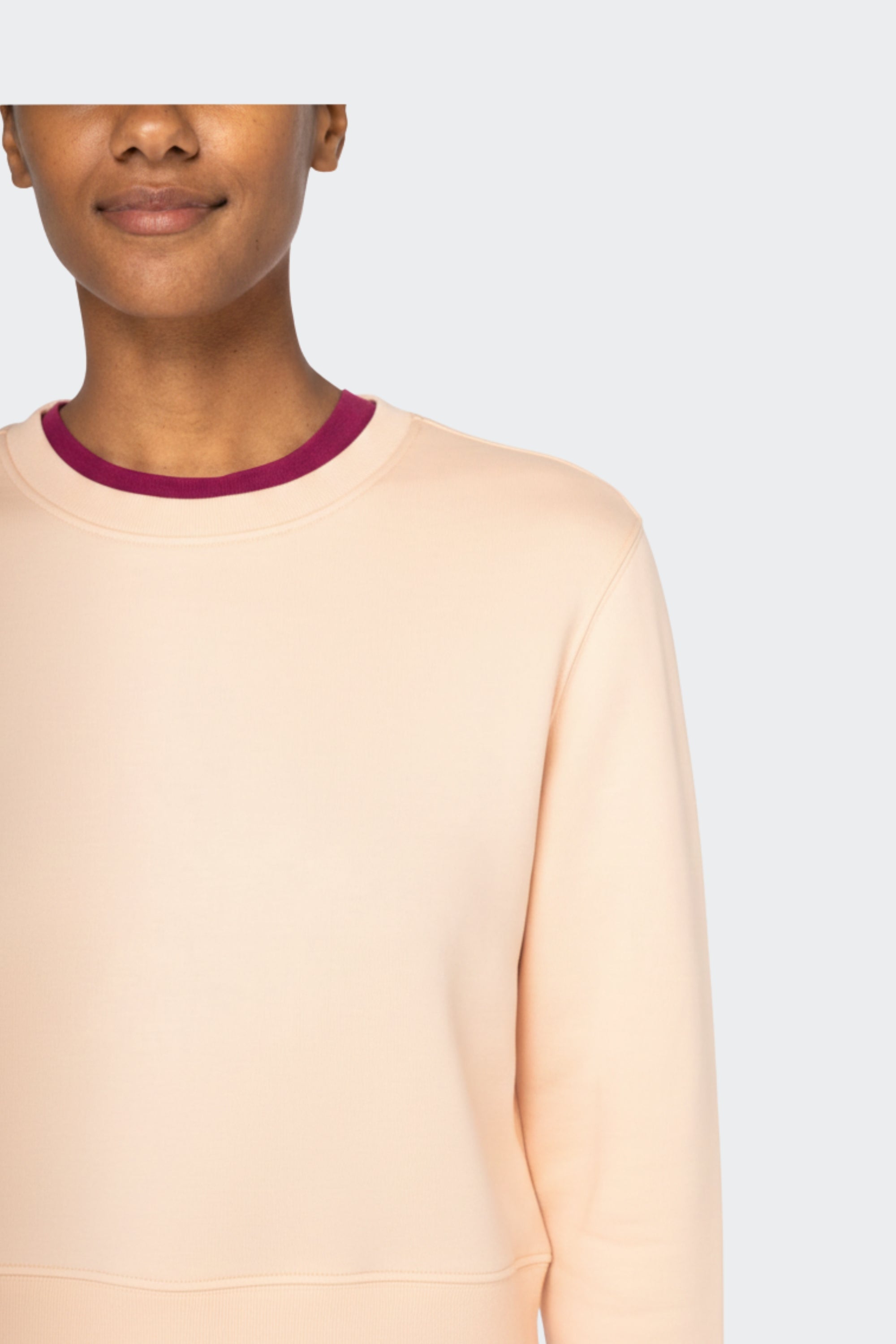 Sudadera mujer de algodón orgánico sin capucha - Pastel