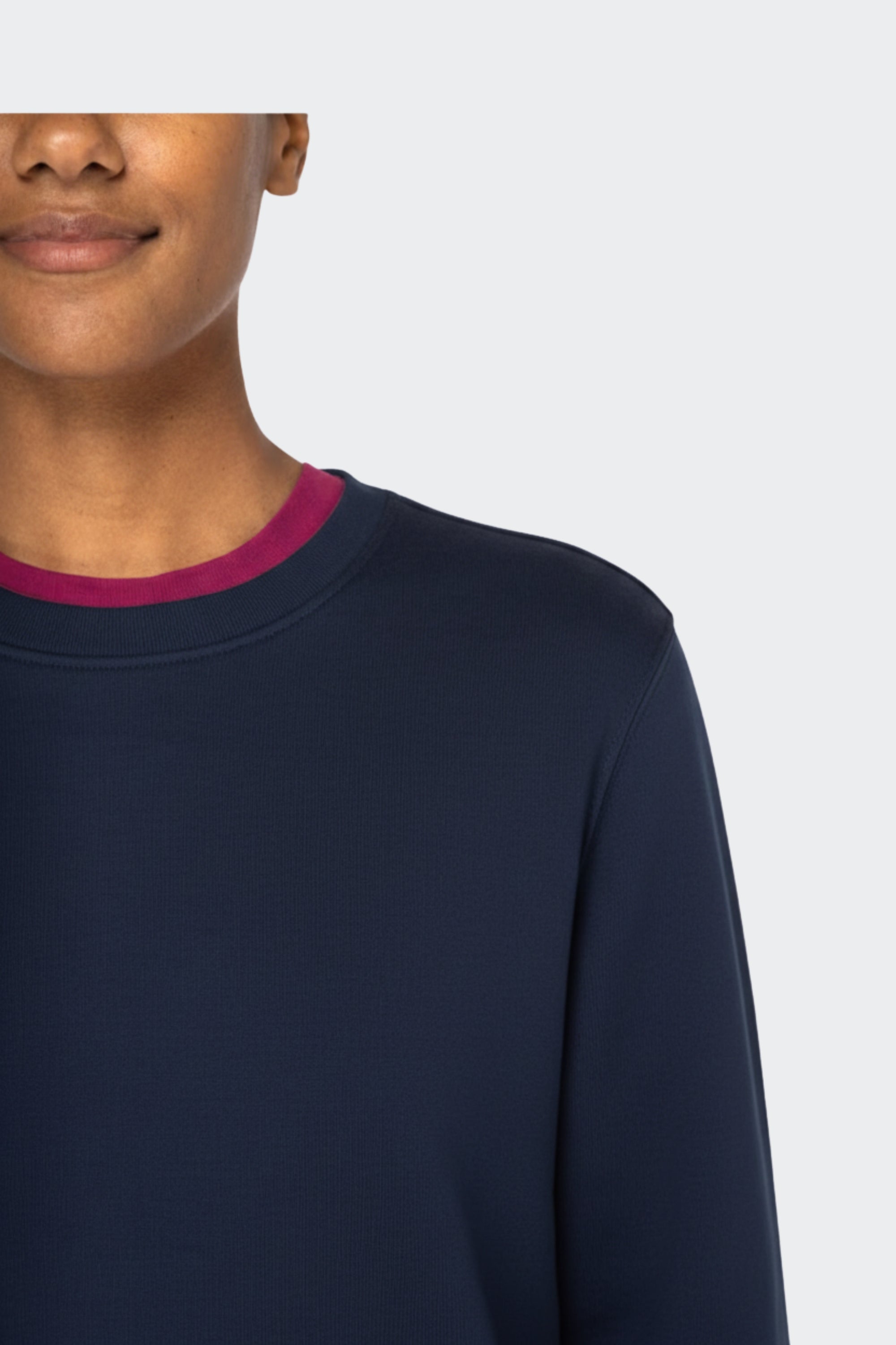 Sudadera mujer de algodón orgánico sin capucha - Azul marino