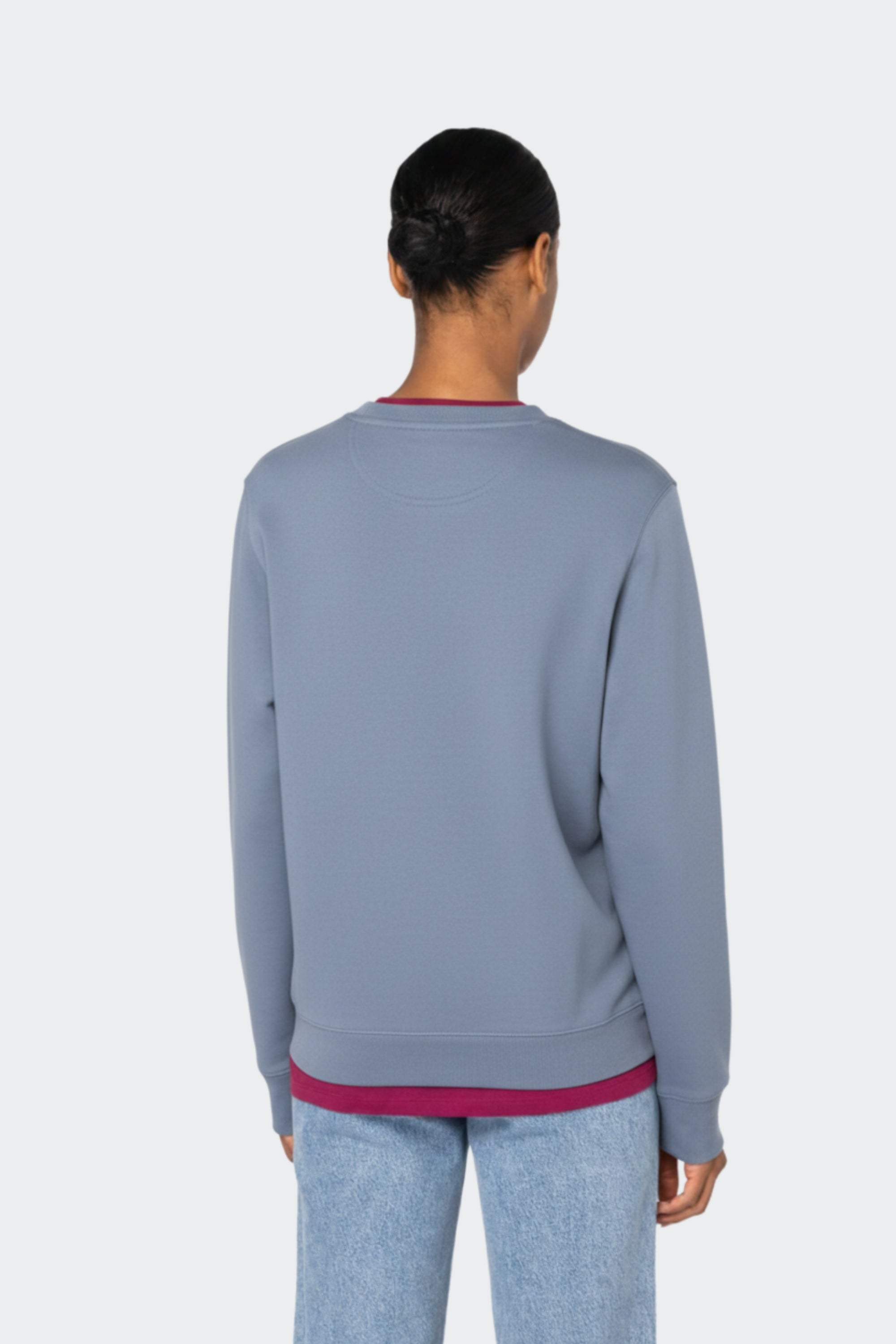 Sudadera mujer de algodón orgánico sin capucha - Azul acero