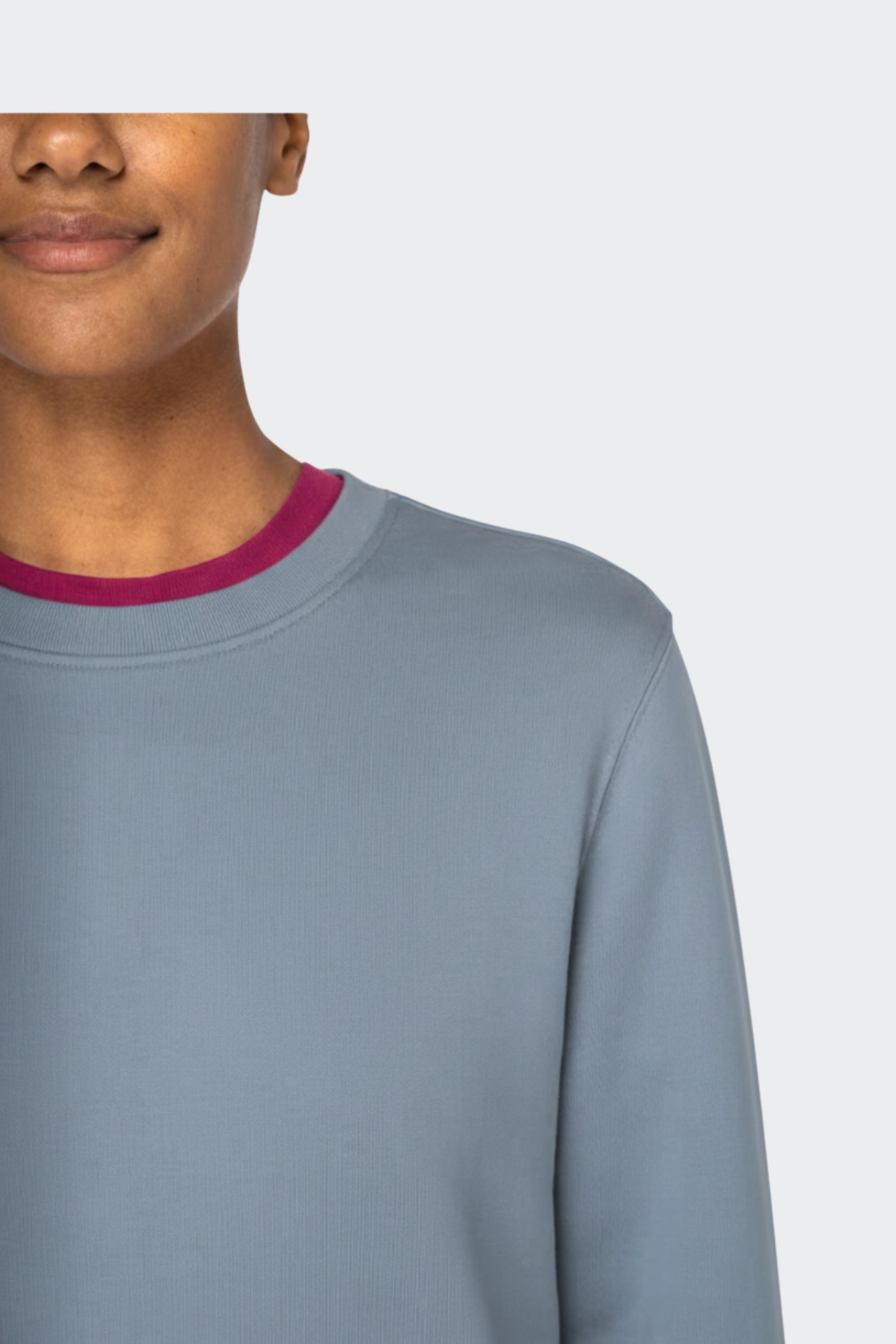 Sudadera mujer de algodón orgánico sin capucha - Azul acero