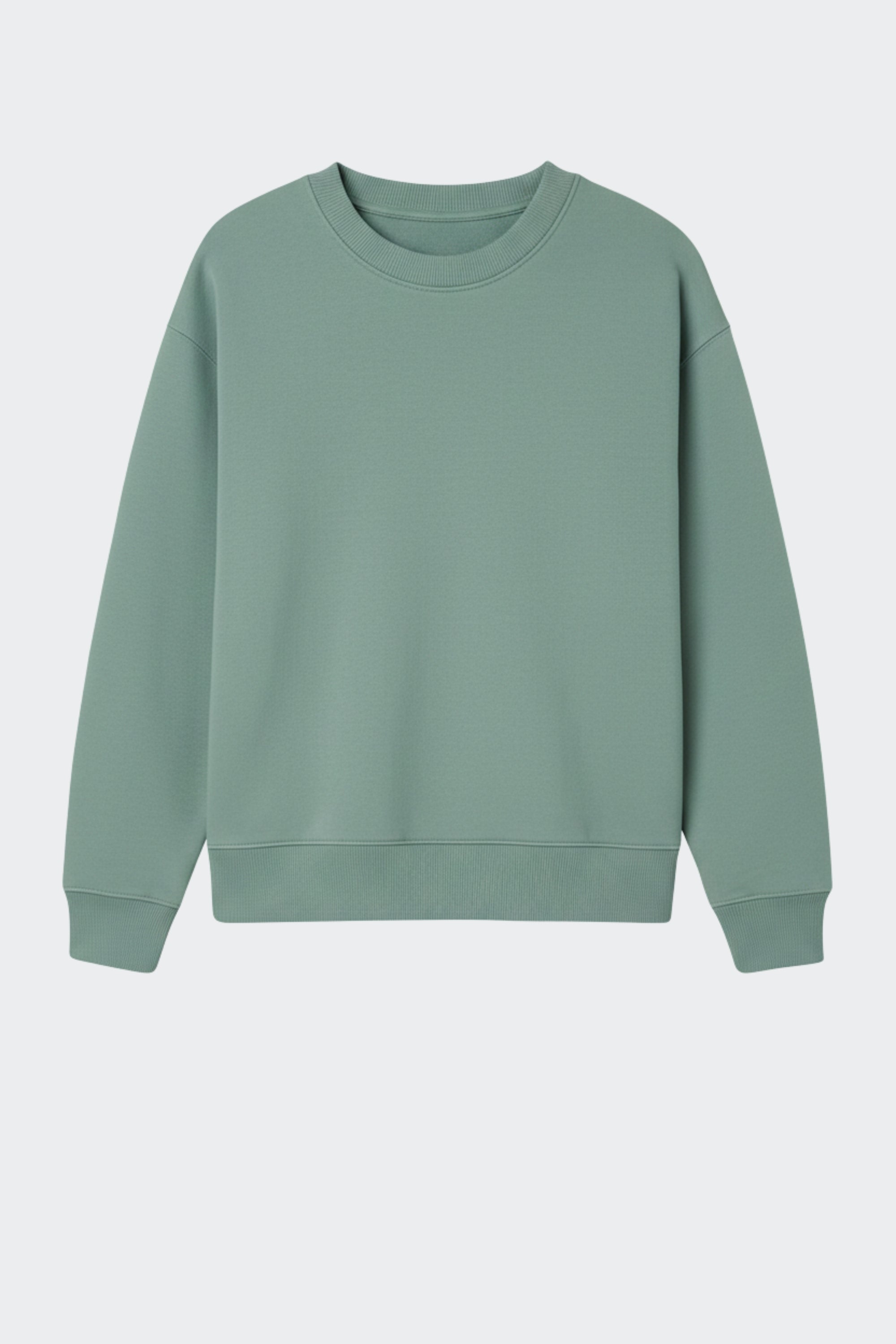 Sudadera de algodón orgánico sin capucha - Verde oliva