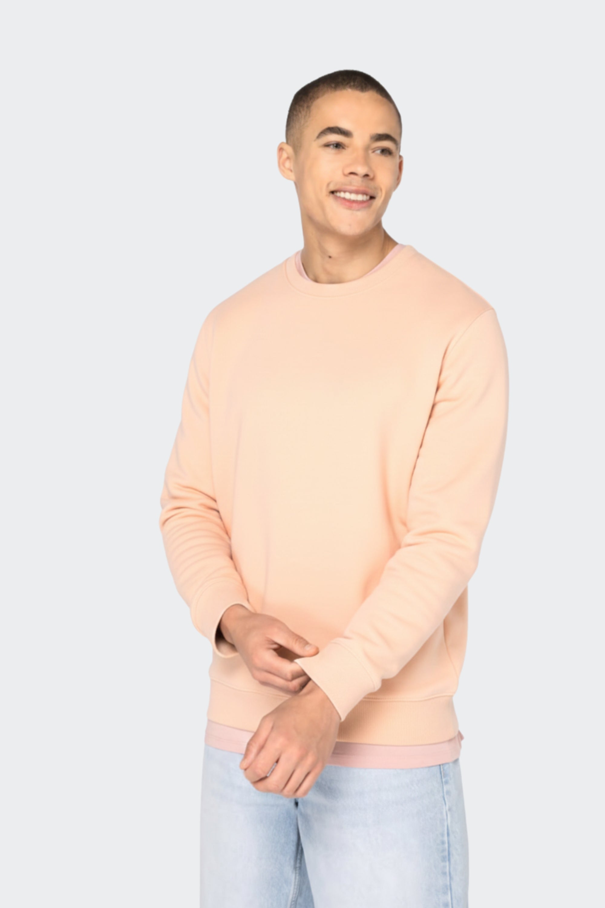 Sudadera de algodón orgánico sin capucha - Pastel