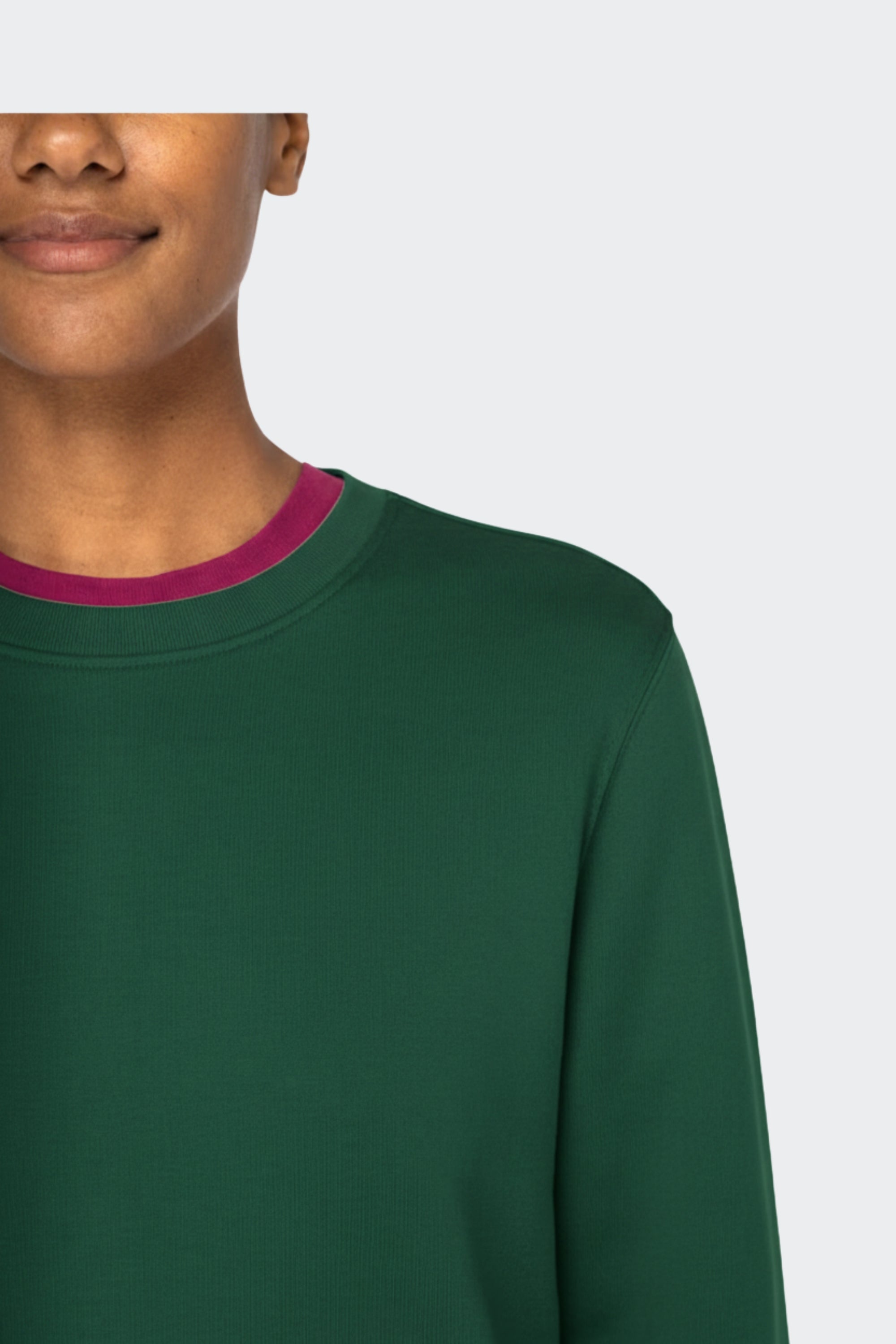 Sudadera mujer de algodón orgánico sin capucha - Verde pino