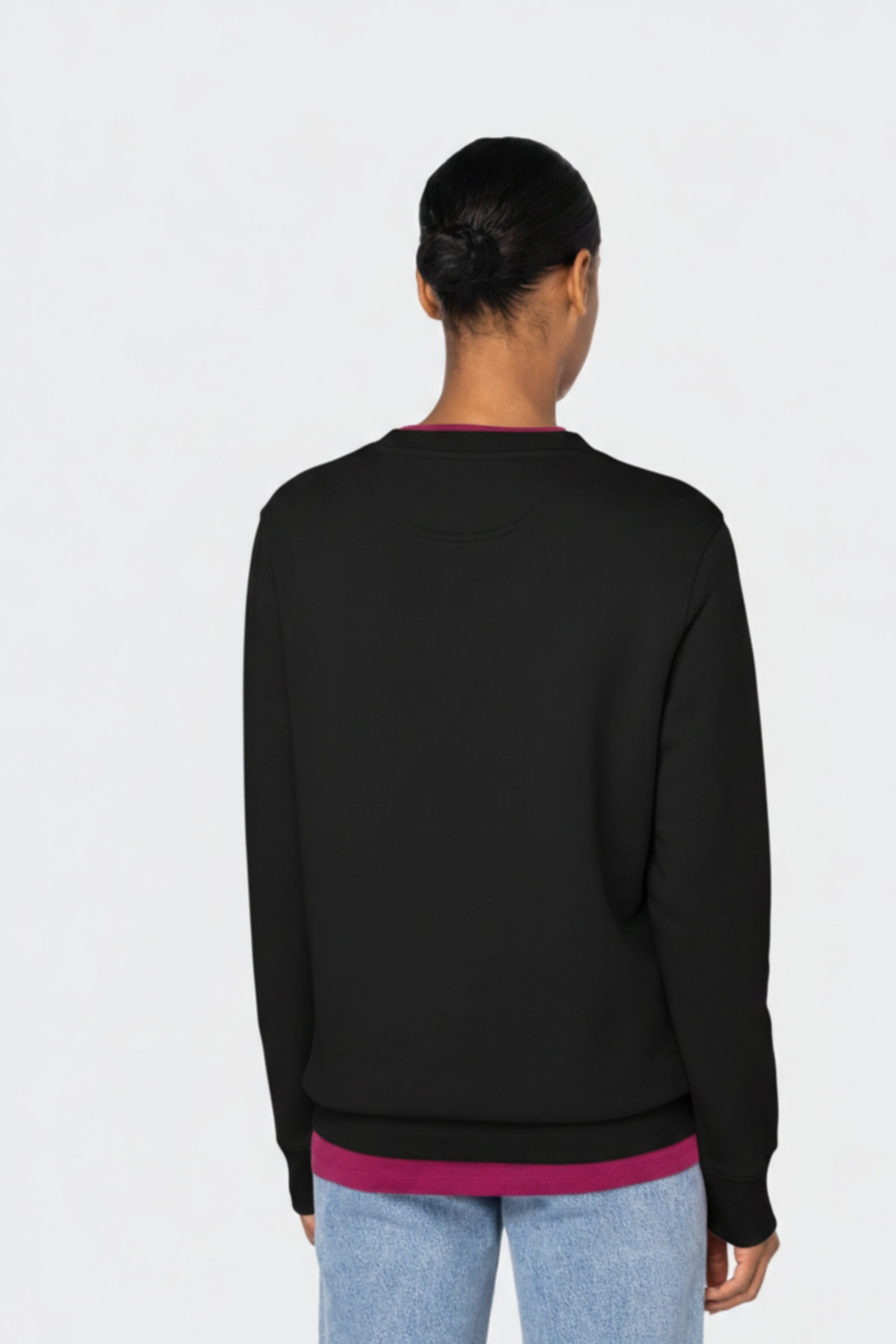 Sudadera mujer de algodón orgánico sin capucha - Negro